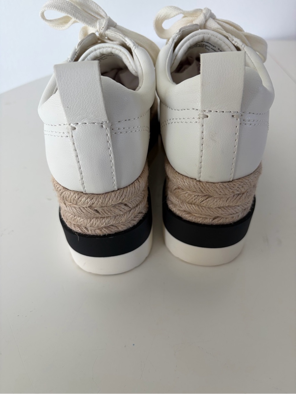 Steve Madden White Lace-Up Jute Espadrille Platform Sneakers Size 6.5 - Picture 6 of 9